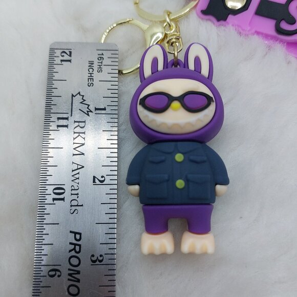 2/$25 Labubu purple with navy outfit keychain with strap "Strive" - Picture 4 of 6